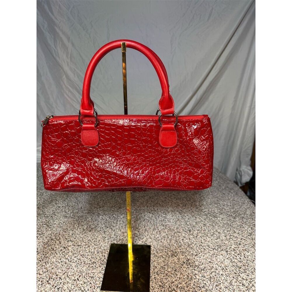 Primeware Cherry Red Insulated Wine Clutch Tote Bag Crocodile Texture​